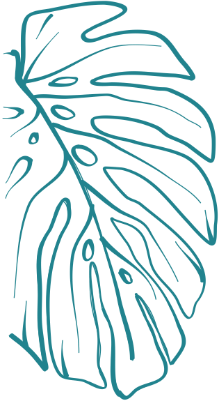 Decorative leaf outline in blue